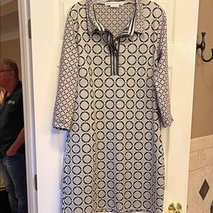 Gretchen Scott Designs Geometric Long Sleeve Dress - Black and White